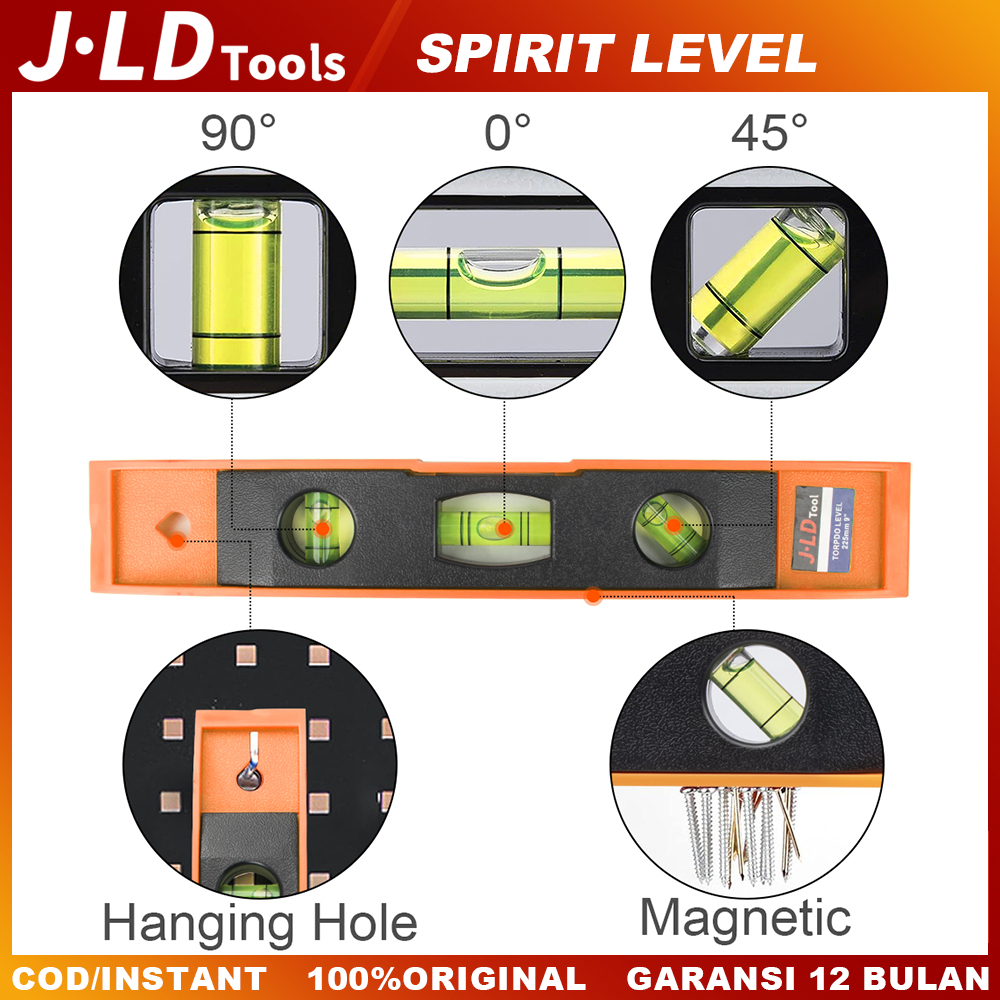 Jual JLD 9 Inch spirit level Waterpass Torpedo 225MM spirit level ...