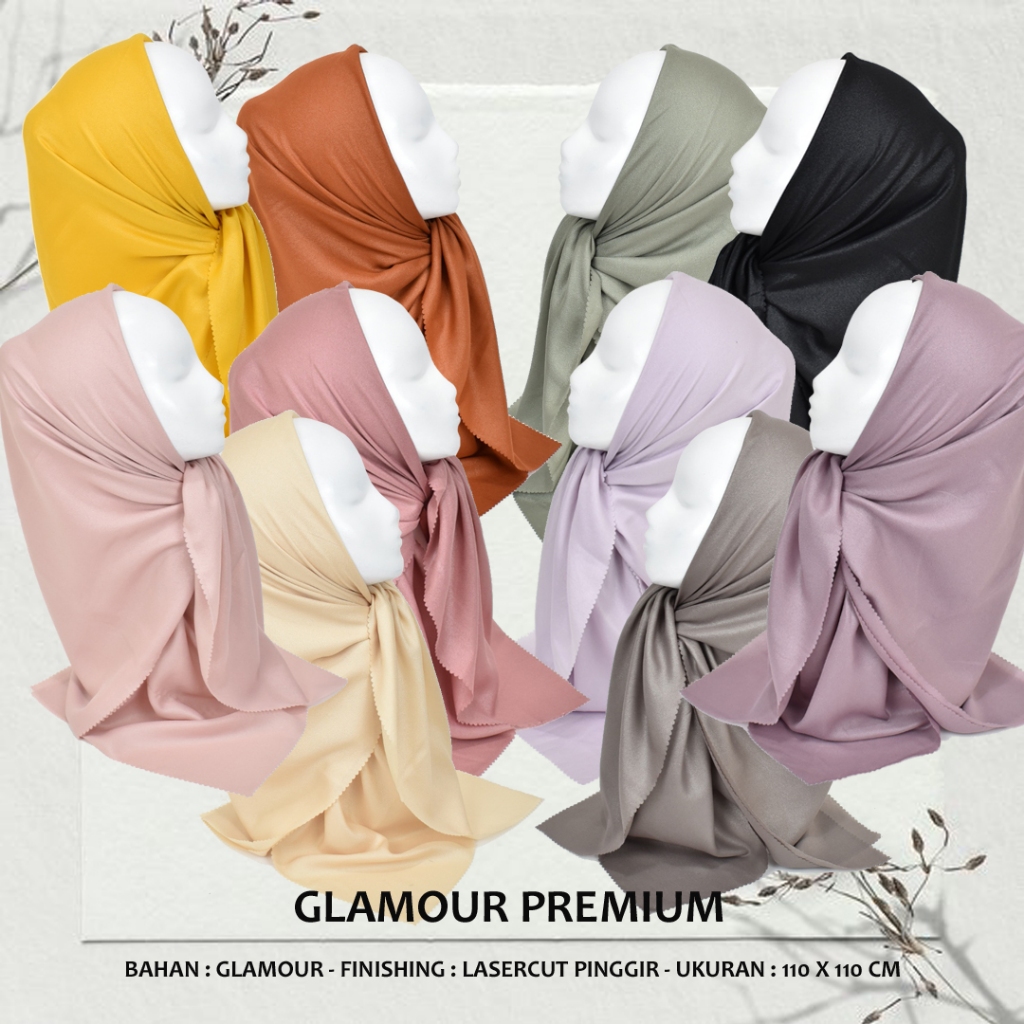 Jual Hijab Glamour Premium Lasercut Jilbab Shinar Glamour Kerudung Segi Empat Polos Gliter 8075