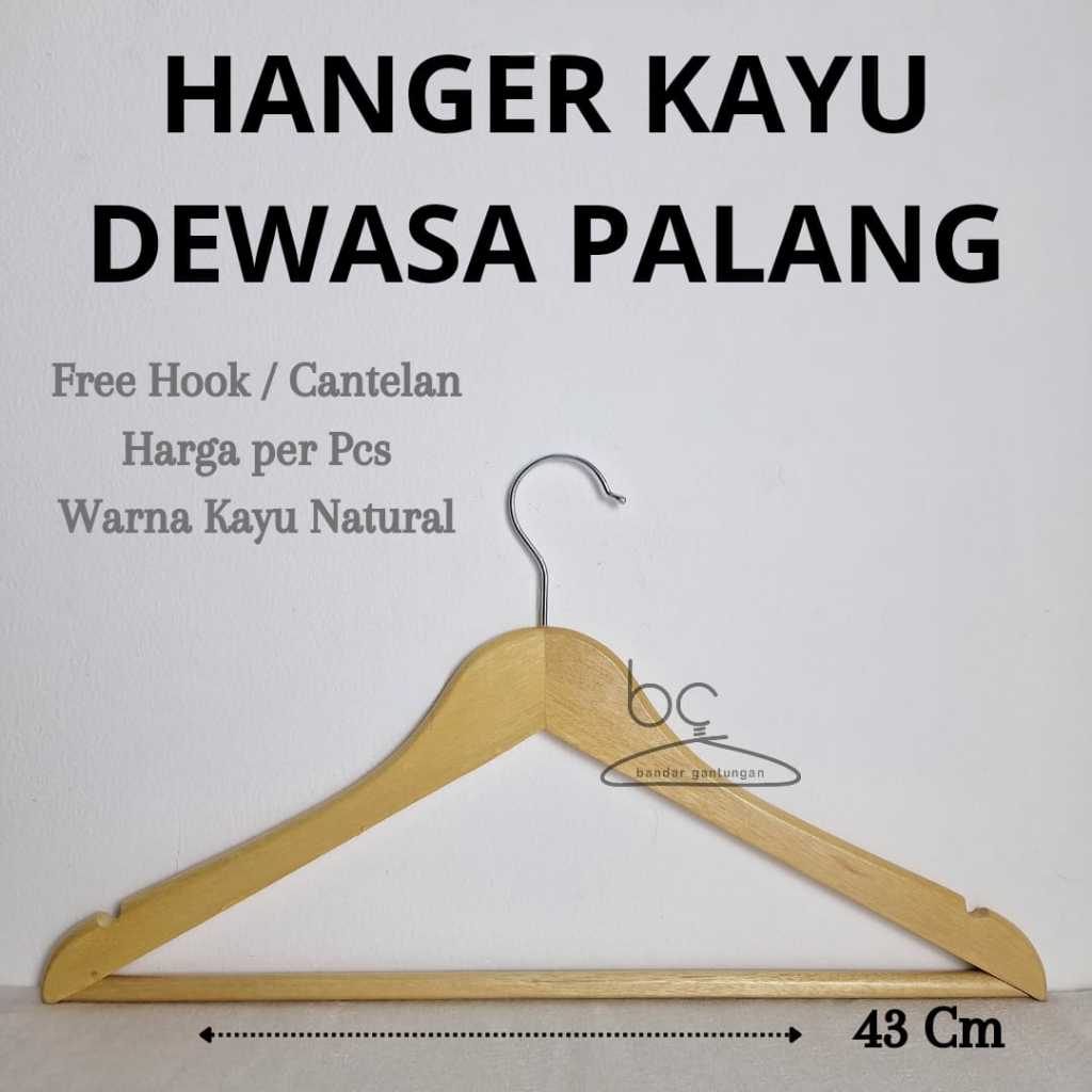 Jual Promo 1 Lusin Hanger Kayu Palang Natural Dewasa Wood Gantungan