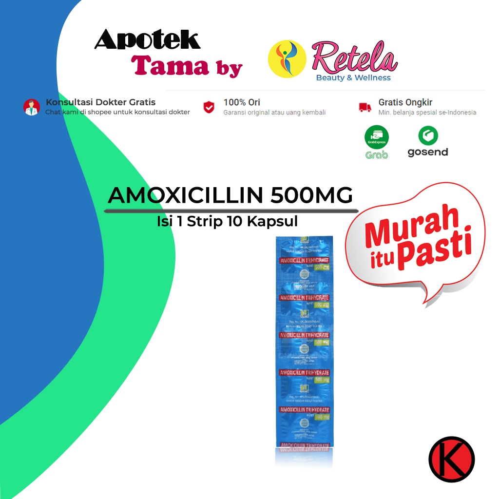 Jual Amoxicilin 500mg 1 Strip Isi 10 Kapsul Antibiotik Infeksi