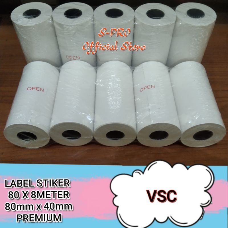 Jual VSC KERTAS LABEL STIKER THERMAL 80MM 80X40 KERTAS STIKER LABEL ...