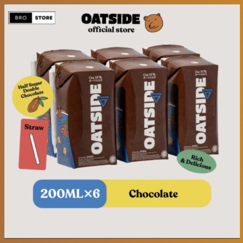 Jual Oatside Mini Straw Bundle Isi 6 Pcs Oat Milk Chocolate 200 Ml