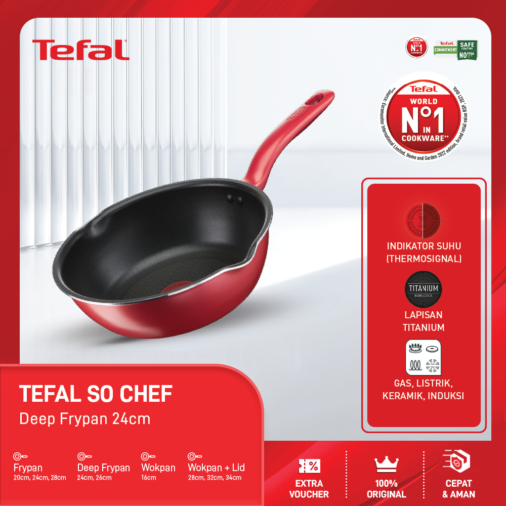 Jual Tefal So Chef Deep Frypan Cm Panci Wajan Anti Lengket Shopee Indonesia