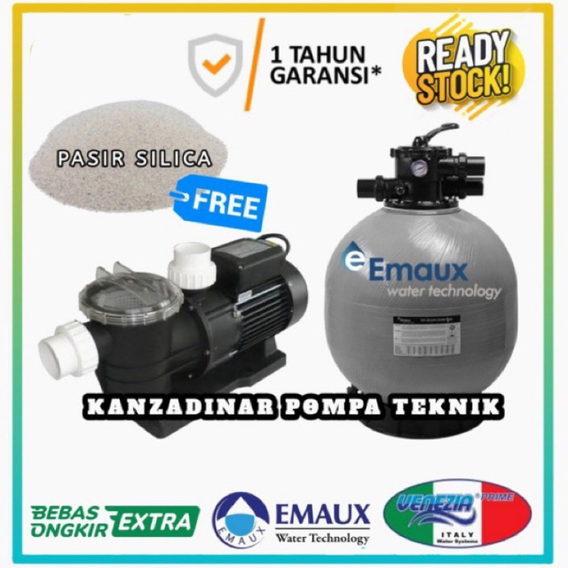 Jual Pompa Air Kolam Renang 1 HP + Sand Filter EmauxV350 Paket Kolam 1 ...