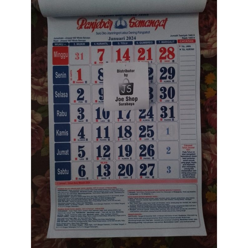 Jual Kalender Jaya Baya Jayabaya 2024 Primbon Jawa Sabdo Palon Panjebsr Semangat Shopee Indonesia 4718