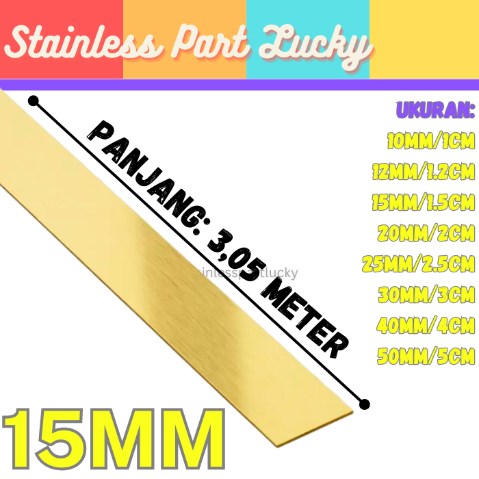 Jual List Plat Strip Hairline Gold Stainless Steel Mm Shopee