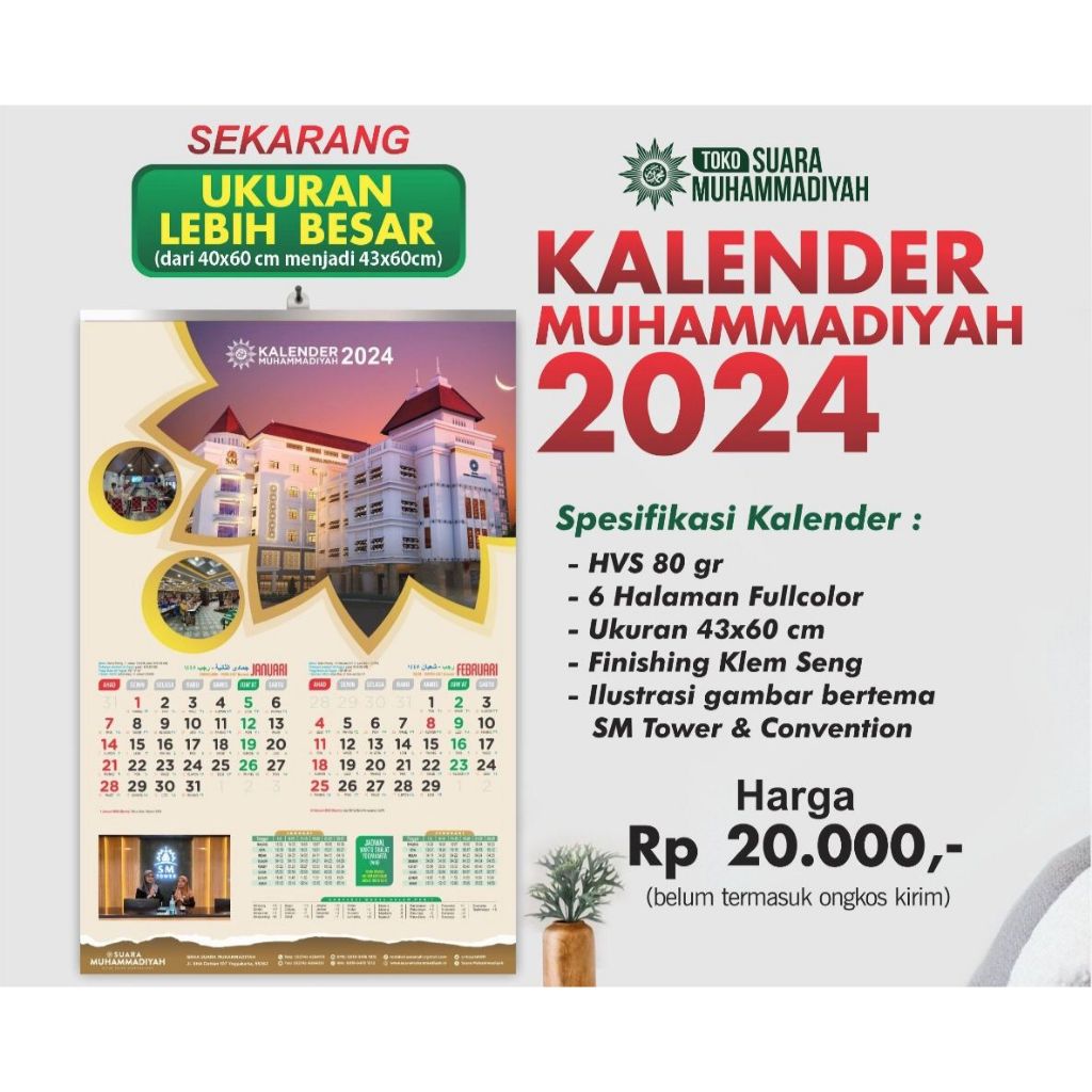 Jual Kalender Muhammadiyah 2024 / Kalender Masehi | Shopee Indonesia