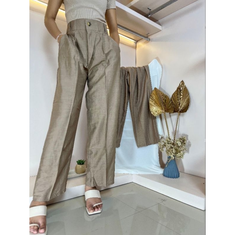 Jual Loose Pants Celana Kantor Wanita/Celana Kulot Formal Wanita LINEN ...