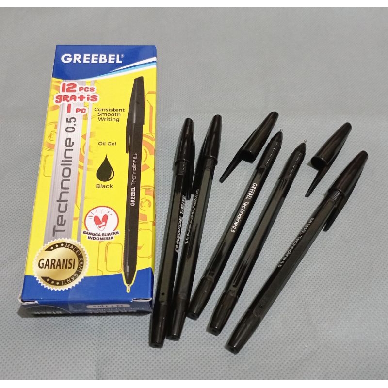 Just Stationery Techno-Line Stifte – 8 Stück, Schwarz, Feine Spitze, Retractable (ohne Klick-Geräusch)