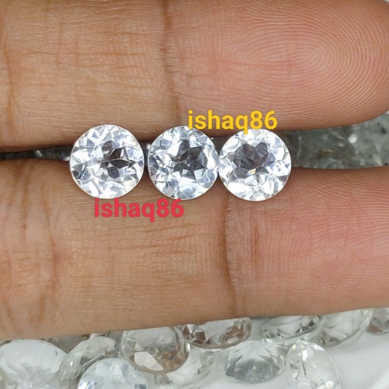 Jual NATURAL COLORLESS TOPAZ WHITE TOPAS 8MM ROUND CUT | Shopee Indonesia