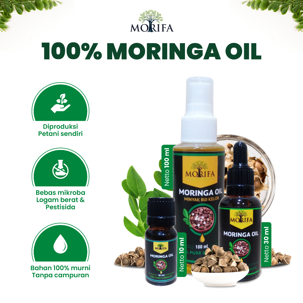 Jual Minyak Biji Kelor Moringa Carrier Oil Pelembab Kulit Kering Anti ...