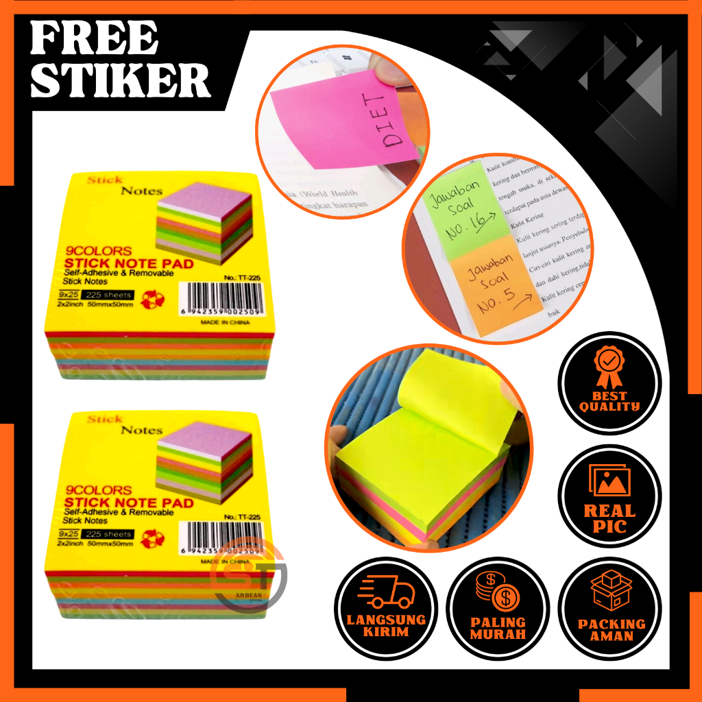 Jual Pcs Sticky Note Kertas Memo Stiky Pengingat Ukuran X Mm Stiki Warna Tempel Pastel Polos