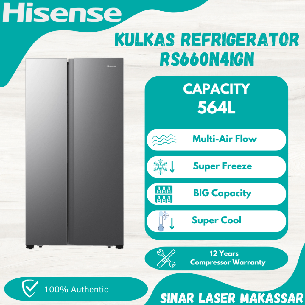 Jual Kulkas Hisense Pintu Side By Side Refrigerator Rs N Ign Garansi Resmi Shopee Indonesia