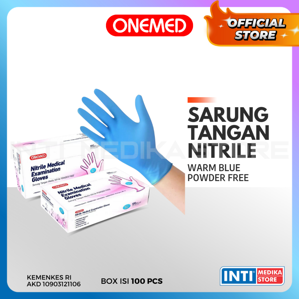 Jual ONEMED - Sarung Tangan Nitrile WARM BLUE Powder Free | NItril One ...