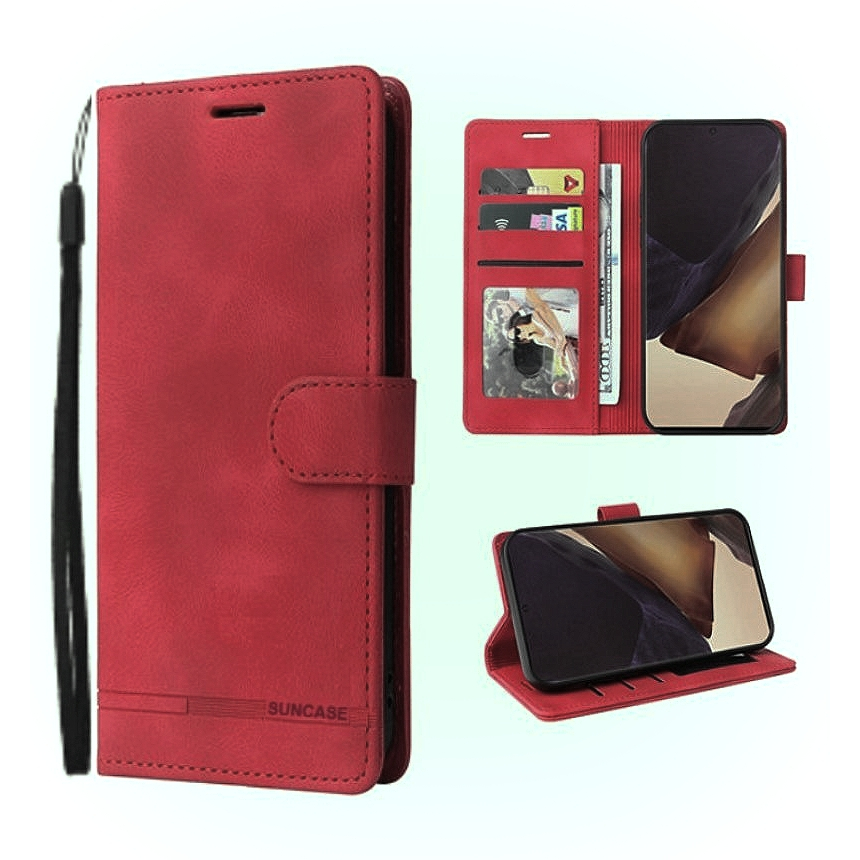 FMPCUON Cover per Realme 8 4G/Realme 8 Pro 4G, Flip Caso in PU Pelle Premium Portafoglio Custodia [Kickstand] [Slot per Schede] [Chiusura Magnetica] per Realme 8 4G/Realme 8 Pro 4G - Rosso