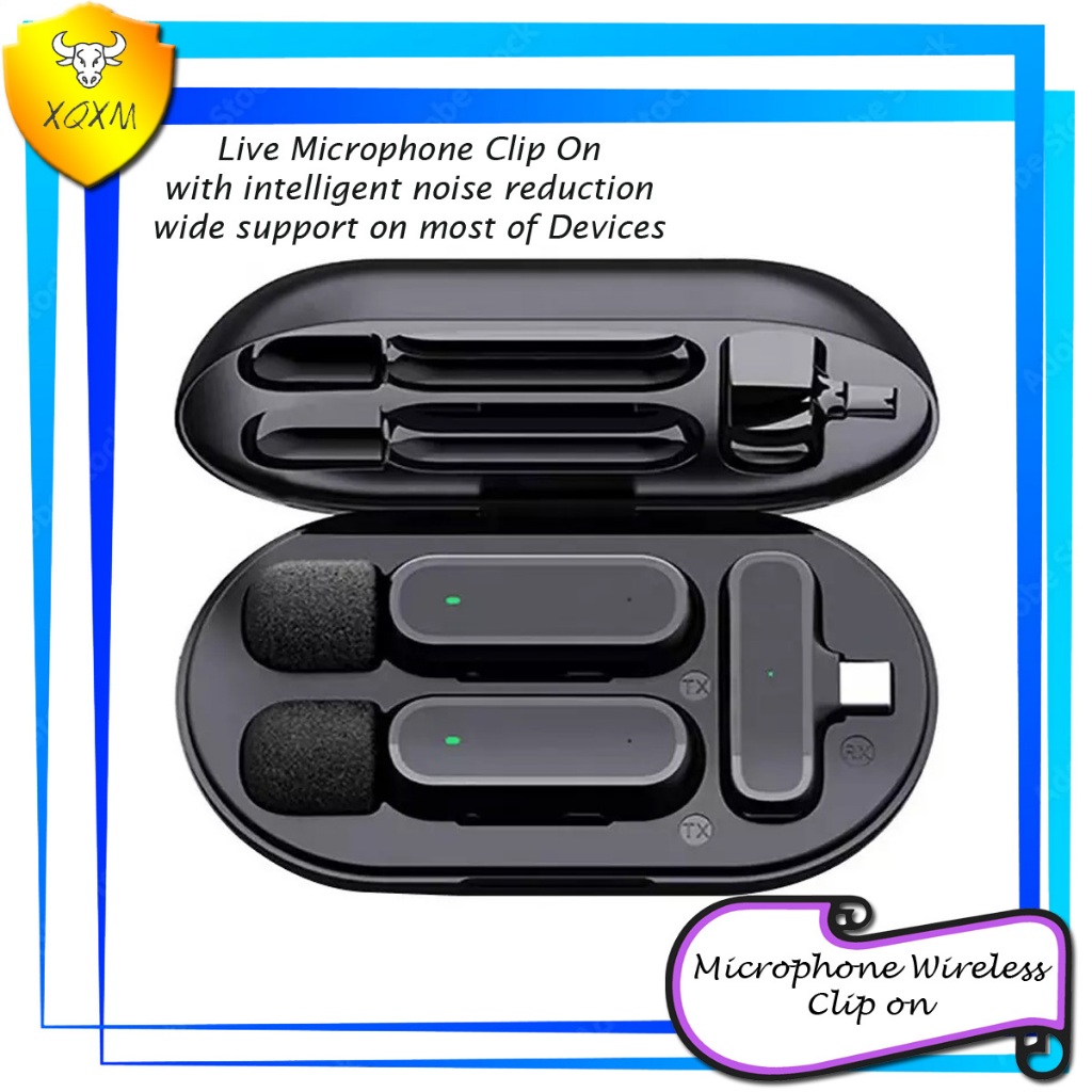 Jual xqxm original Mic clip on wireless 2.4GHZ Lavalier Plug and Play