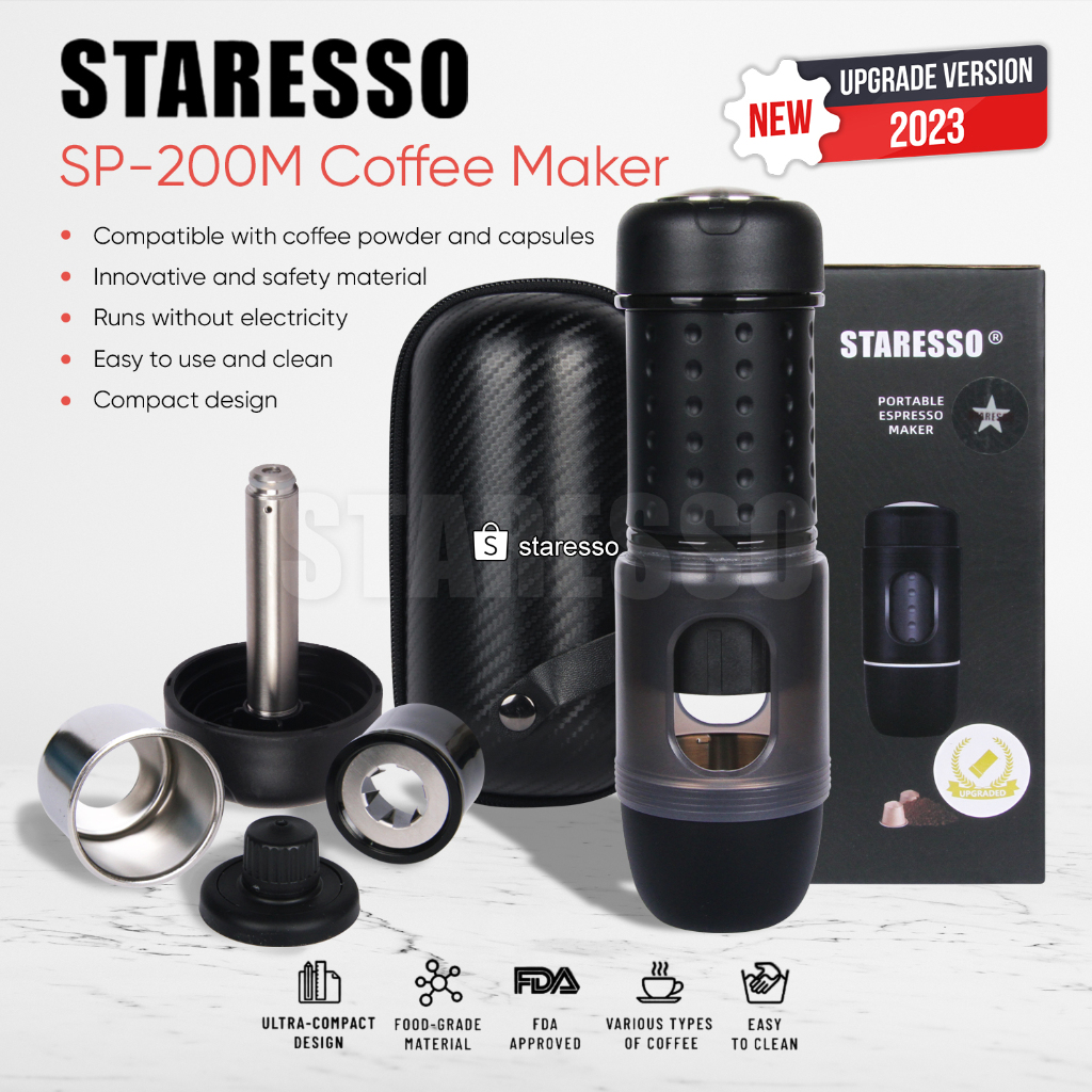 Jual Staresso SP200M Black Upgrade Version Mini Hand Portable Espresso