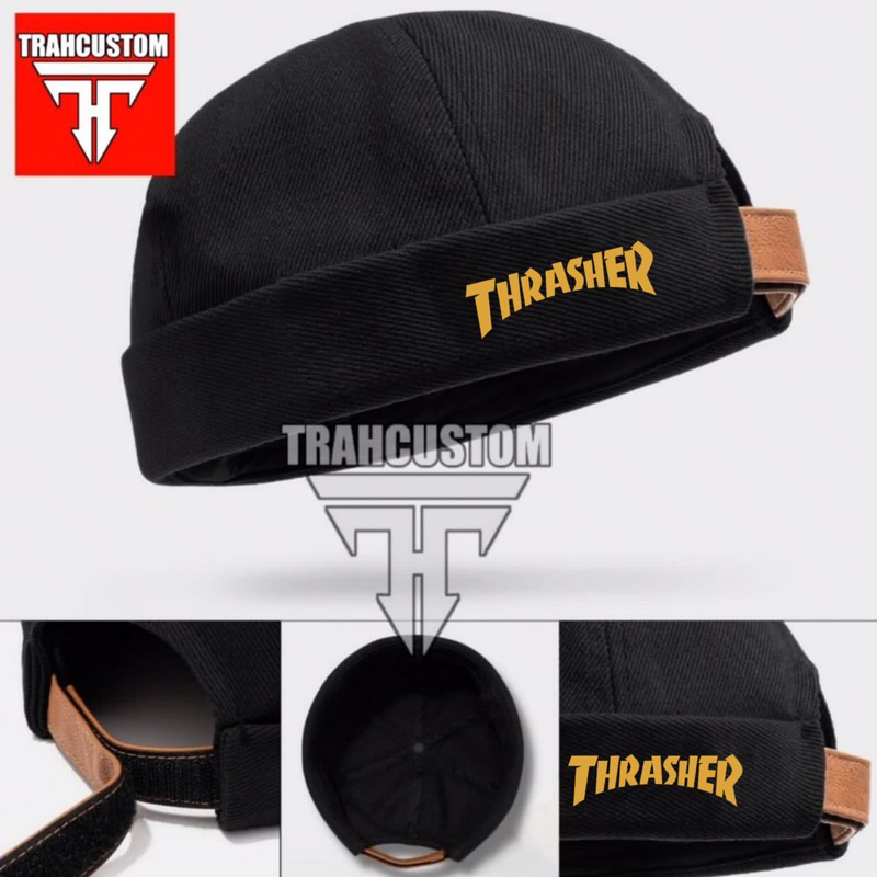 Jual Miki Hat Thrasher Topi Peci Hijrah UAS Brimless Logo Thrasher ...