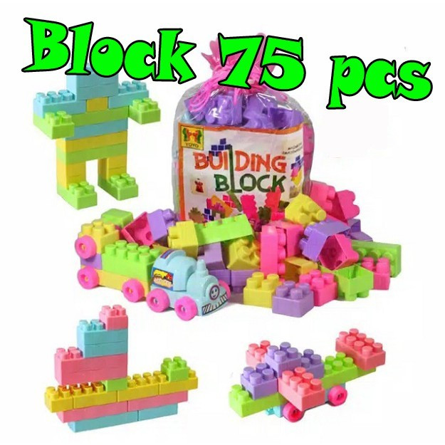 Jual Mainan Edukasi block besar susun yoyo isi 75 pcs block susun anak ...