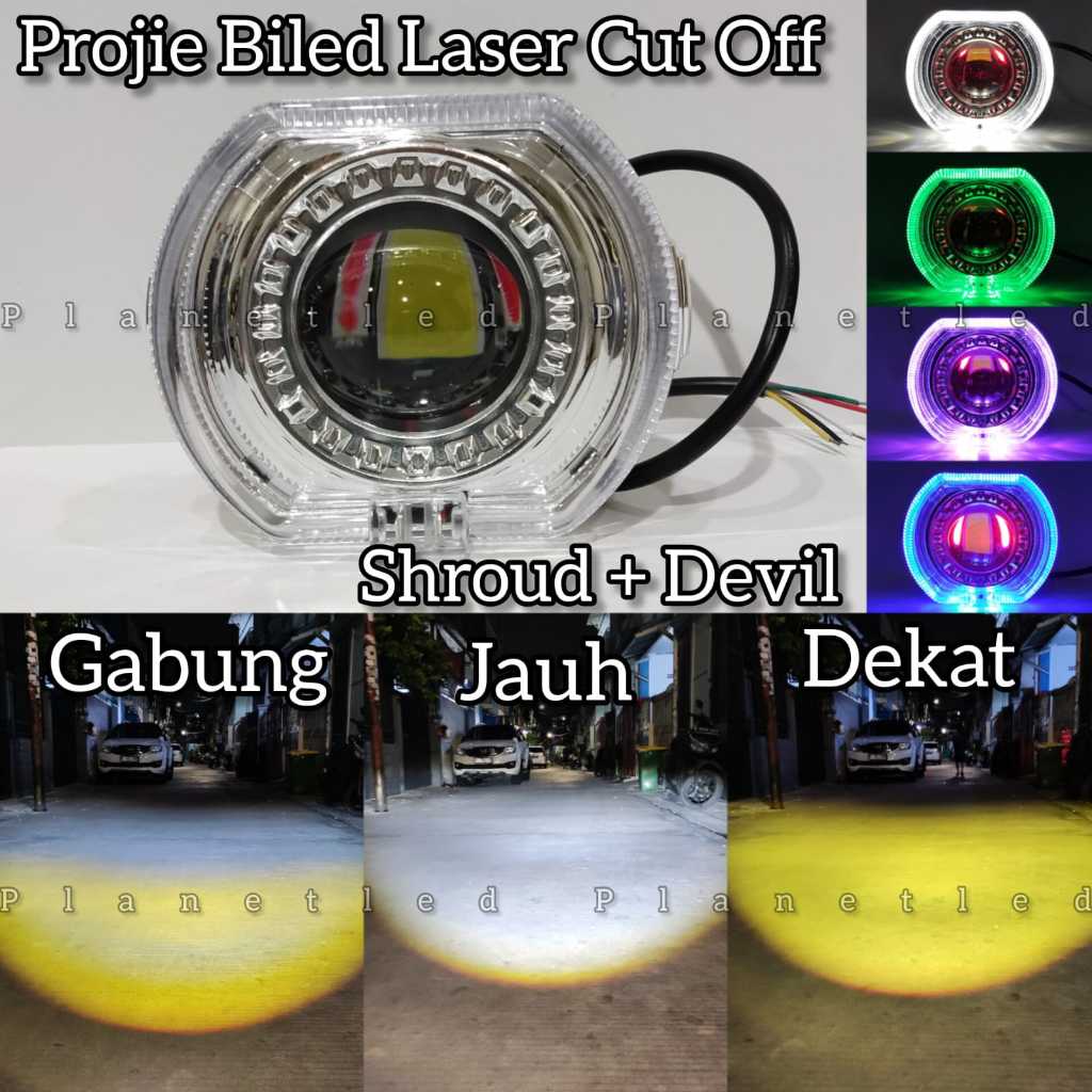 Jual Lampu LED Projie Biled Laser Cut Off Devil Merah High Low 30 Watt ...