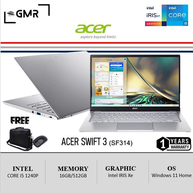 Jual Acer Swift 3 Sf314 Intel Evo I5 1240p 16gb 512ssd 14 0fhd Ips