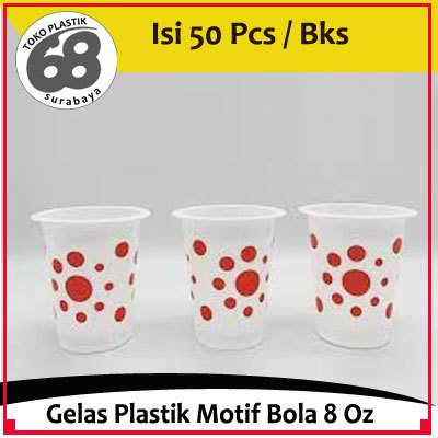 Gelas Plastik 8 oz Motif Polkadot