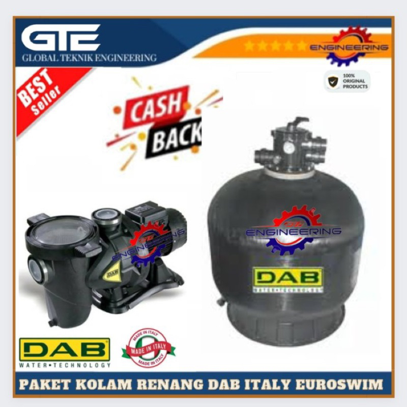 Jual Pompa Kolam Renang 1/2HP DAB Euroswim 50M + Sand Filter DAB V400 ...