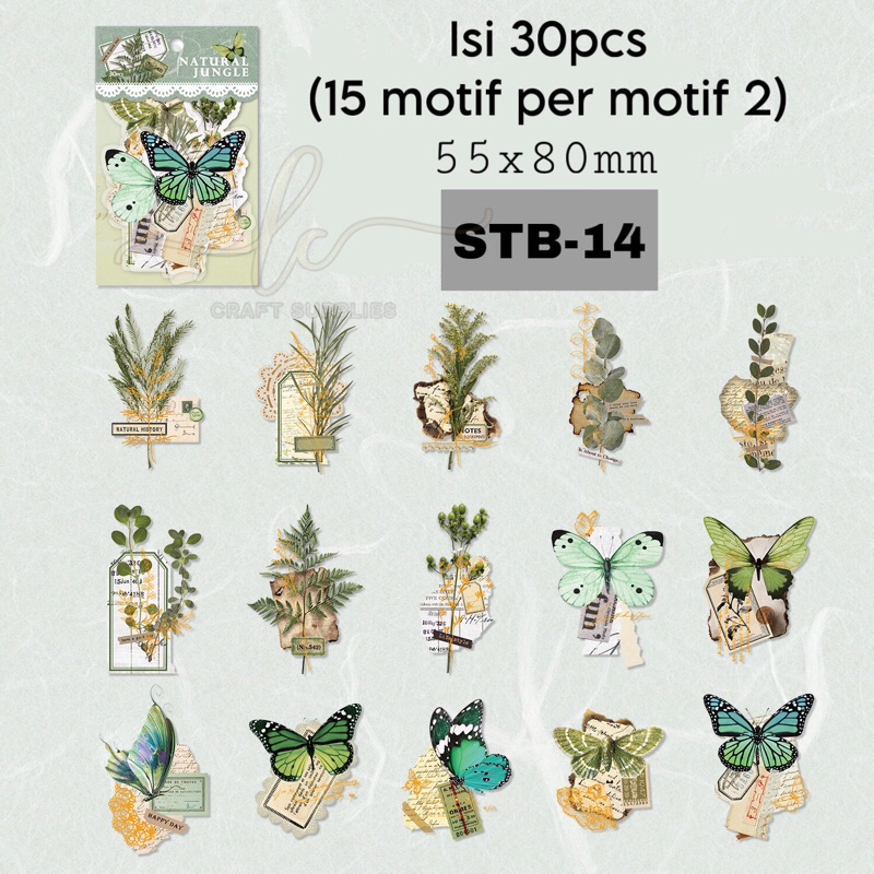 Jual 50pcs / 30pcs Stiker Kupu-Kupu Bunga / Frame Vintage / Tahan Air ...