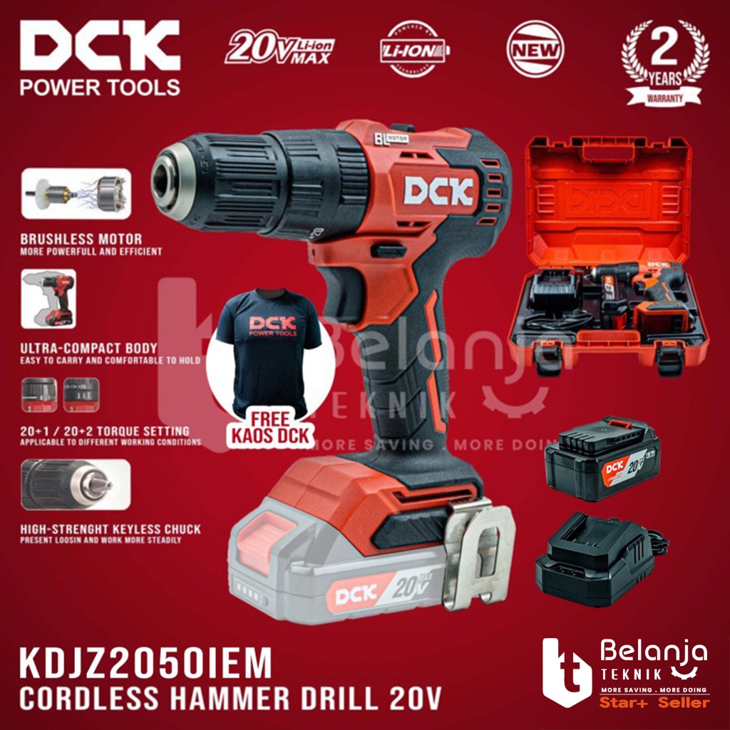 Jual DCK Cordless Hammer Drill KDJZ2050iEM 20V Bor Impact Baterai ...