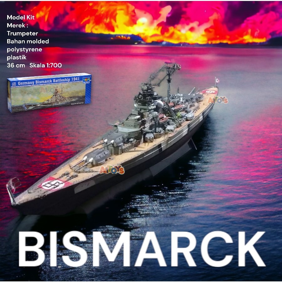 Jual Model Kit kapal perang BISMARCK Trumpeter 36 cm 1:700 | Shopee ...