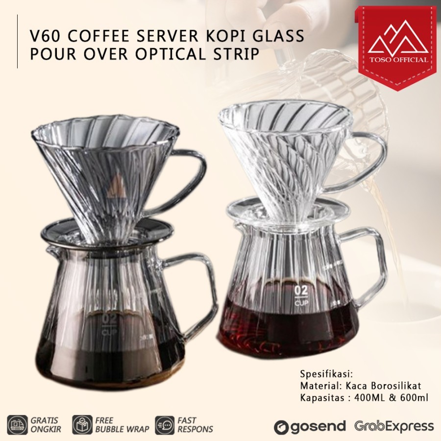 Jual V60 Coffee Server Kopi Glass Pour Over Optical Strip Teko Kopi Kaca Shopee Indonesia 6471