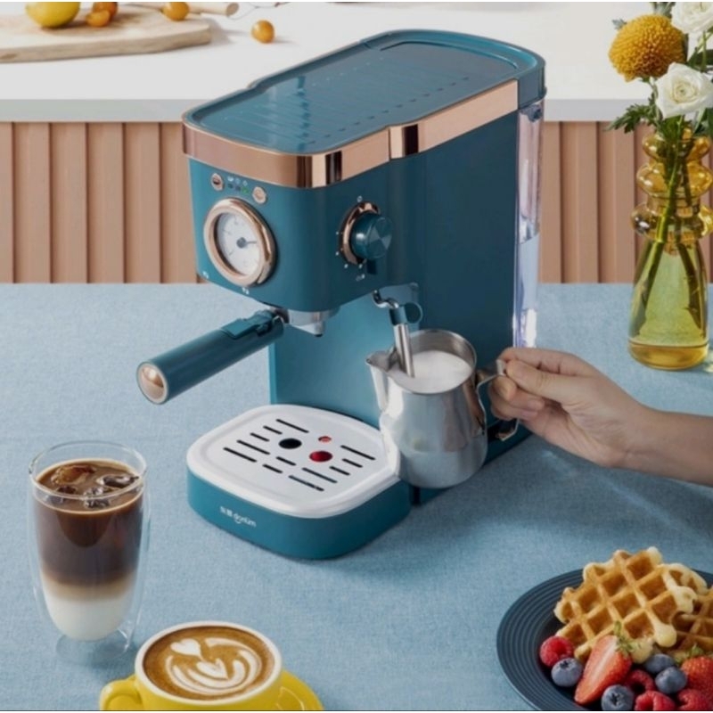Jual Donlim Mesin Kopi Espresso Cappuccino 20 Bar Retro Blue | Shopee ...
