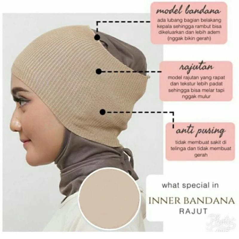 Jual Ciput Inner Bandana Rajut Salur Anti Pusing Premium / Dalaman ...