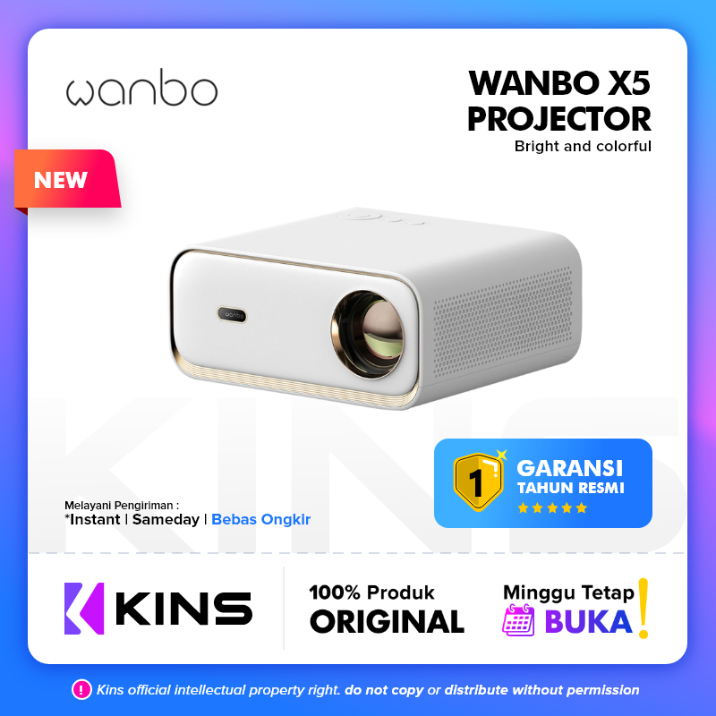 Jual Wanbo X5 Projector 4K Decoder HD 1100 ANSI Lumen Auto-Focus ...