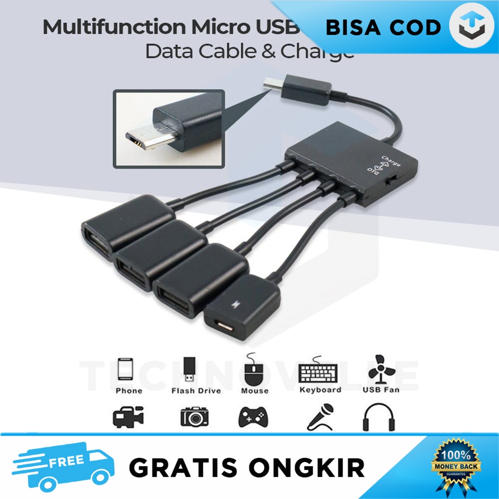 Jual KABEL OTG MICRO USB HUB 4 IN 1 TOMBOL SWITCH CASAN M3H4 SERBAGUNA ...