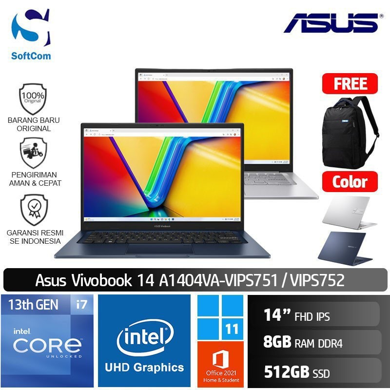 Jual Asus A1404VA VIPS751 VIPS752 I7 1355U/8GB/512GB/14"FHD/W11 ...