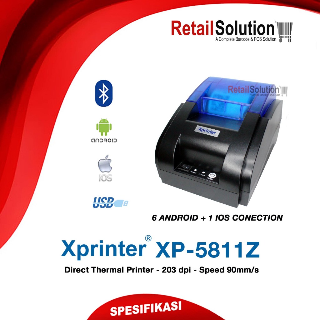Jual Printer Kasir Thermal RJ11 Bluetooth - Xprinter XP58IIZ XP-58IIZ ...