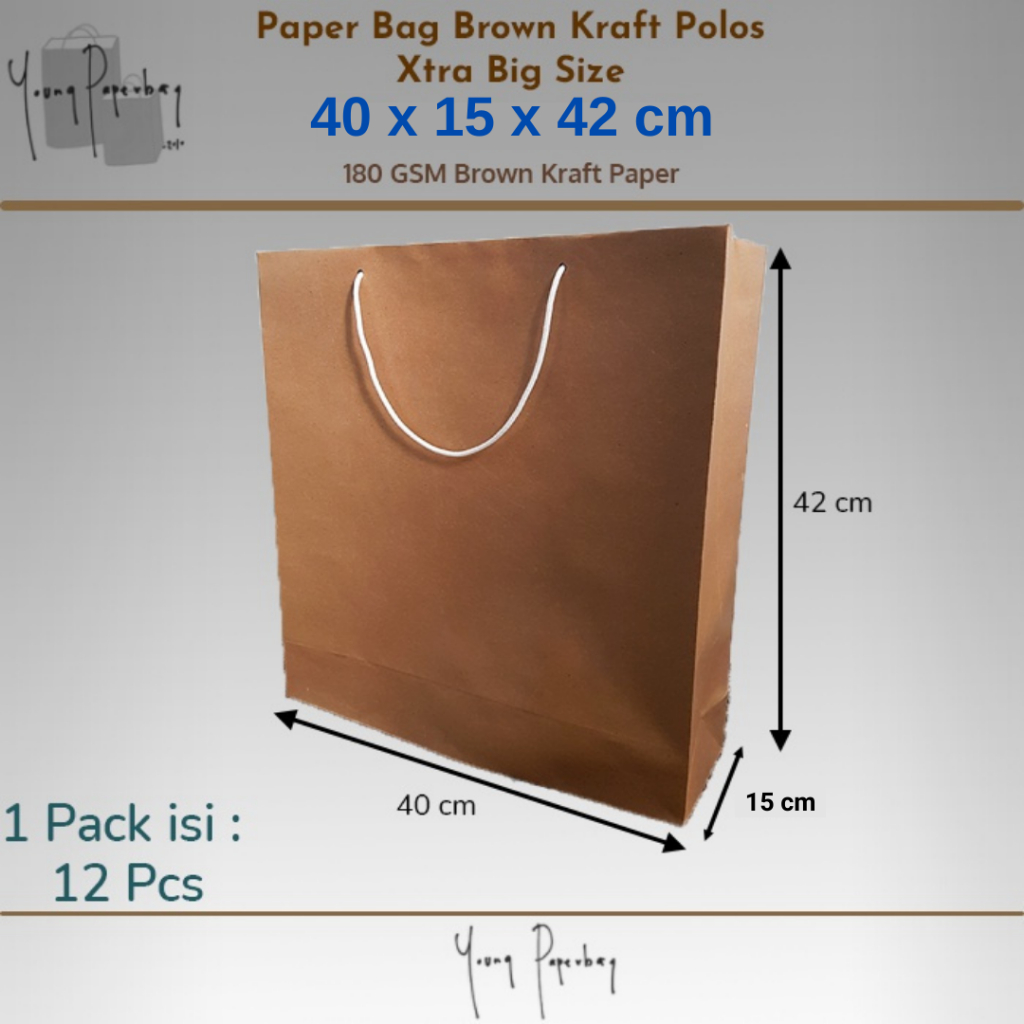 Jual Paper Bag Tas Kertas Shopping Bag Kraft Coklat Polos Big