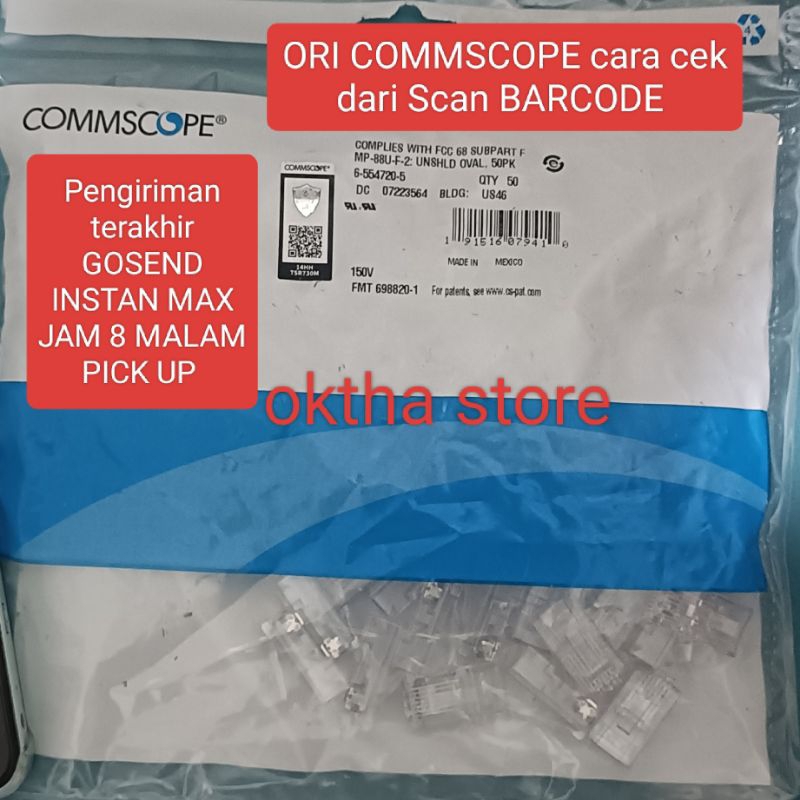 Jual RJ45 AMP Commscope Connector RJ 45 Original UTP CAT 5 Konektor isi ...