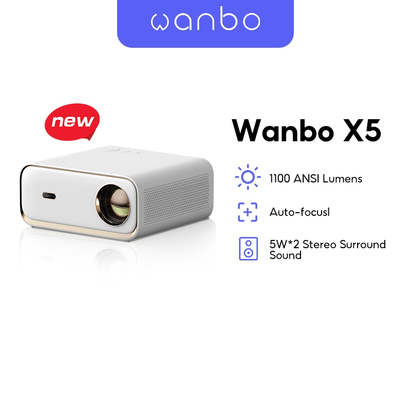 Jual Wanbo X5 Smart Proyektor 1100 ANSI Lumens 1080P Decode 4K Auto