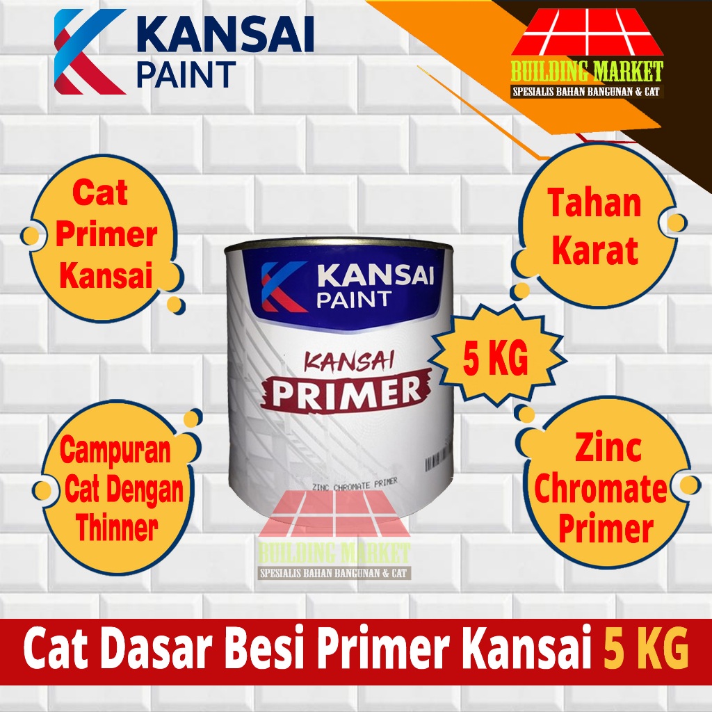 Jual CAT PRIMER CAT DASAR BESI CAT MENI BESI KANSAI ZINC CHROMATE 5 KG