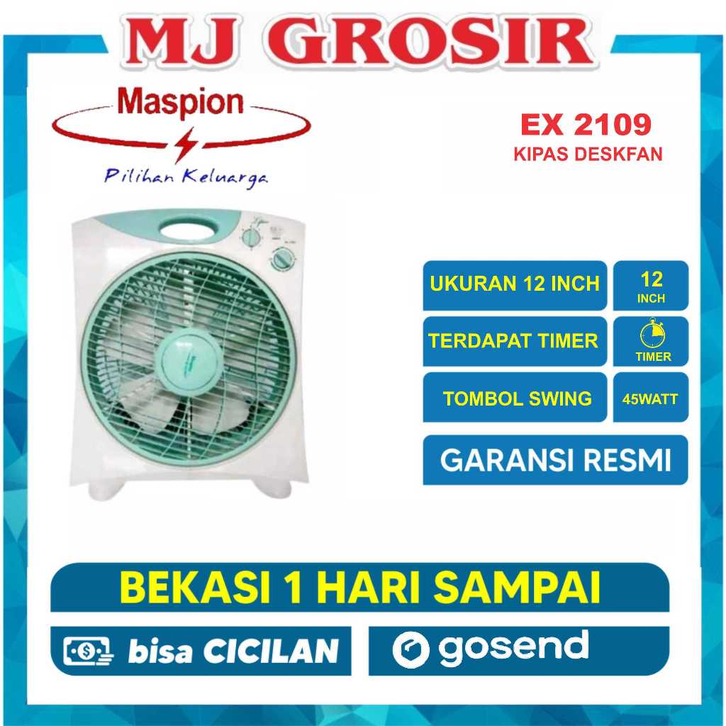 Jual KIPAS ANGIN BOX FAN MASPION EX 2109 T 12 INCH KIPAS ANGIN DUDUK ...