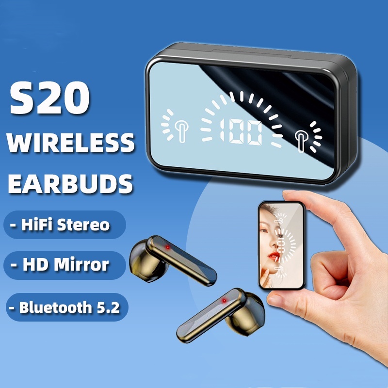 S20 TWS Bluetooth Earphones Stereo Sport Headset Waterproof Wireless  Headphone Earbuds With Mic