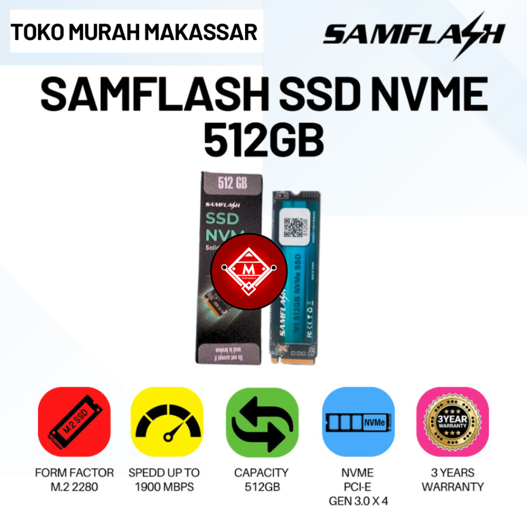 Jual SAMFLASH SSD 512GB NVMe Made in Taiwan Garansi Resmi 3 Tahun/MEM11 ...