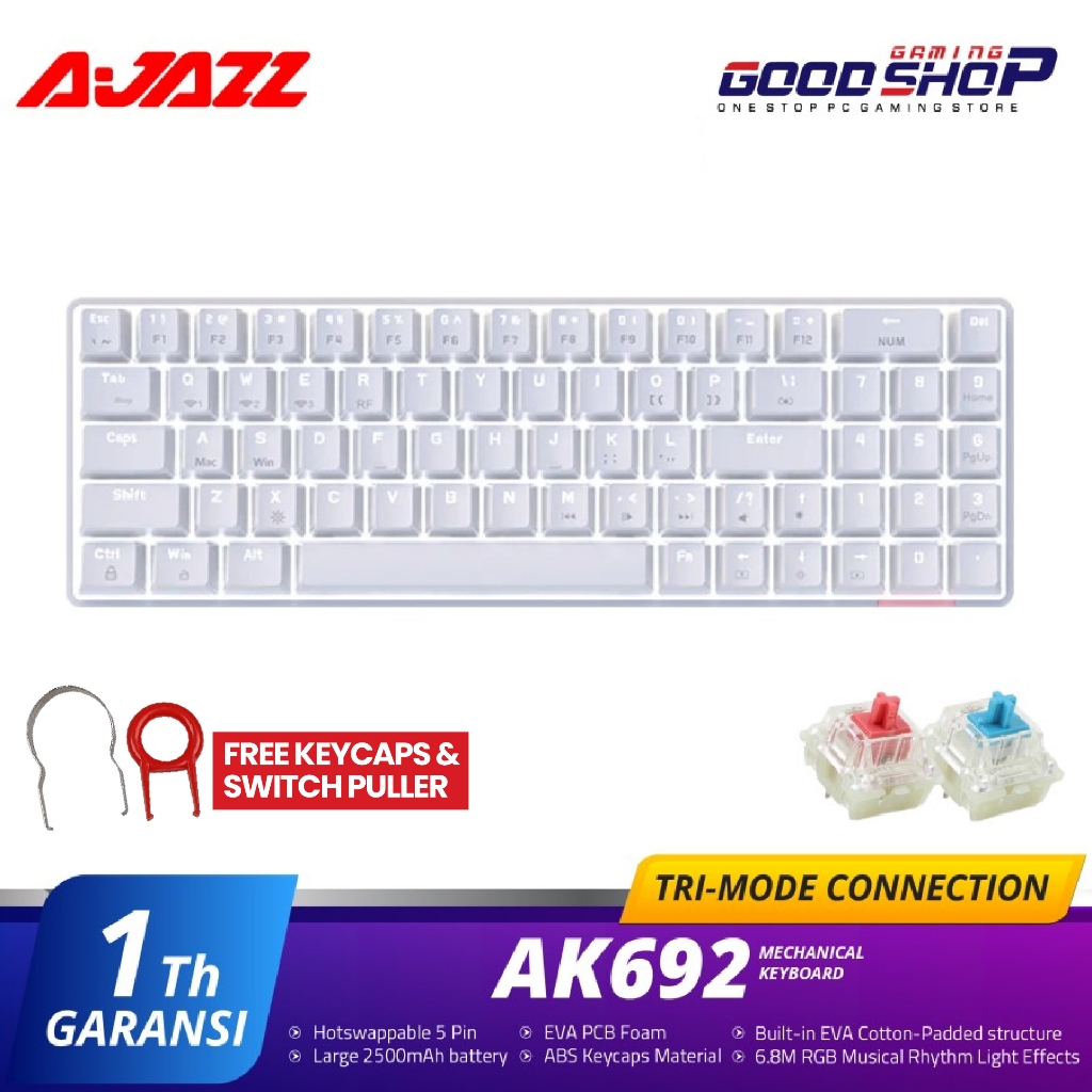 Jual Ajazz AK692 TriMode White Light Hotswappable Mechanical Keyboard