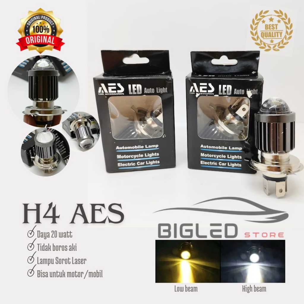 Jual H4 Laser Gun I Lampu Led Headlamp Mobil Motor H4 Aes 2 Color 6000k