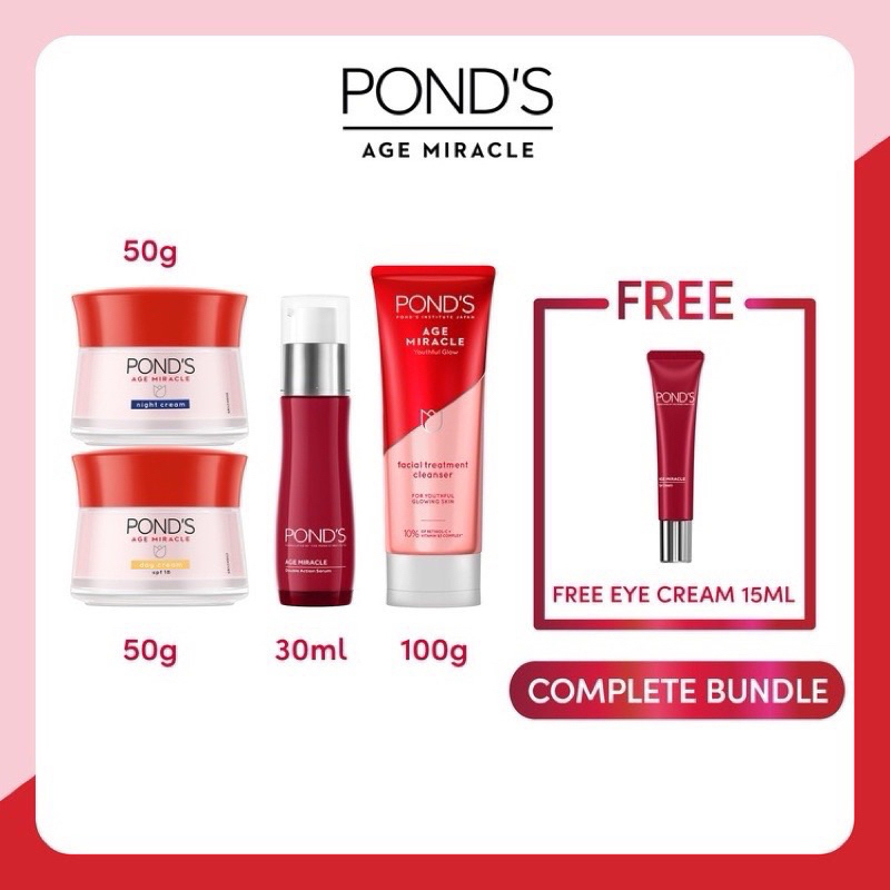 Jual Paket Ponds Age Miracle Set 5pcs - Day & Night Cream 50g - Serum ...