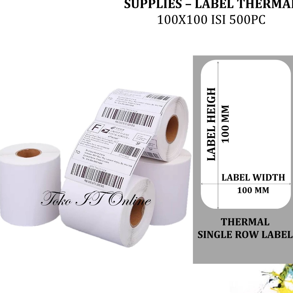 Jual Label Thermal 100x100 Isi 500 Stiker Resi Pengiriman Marketplace 10x10 Cm Printer Barcode 8709