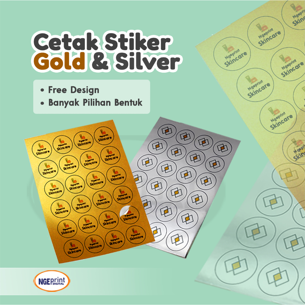 Jual Metalic Cetak Stiker Gold Anti Air Stiker Cutting Label