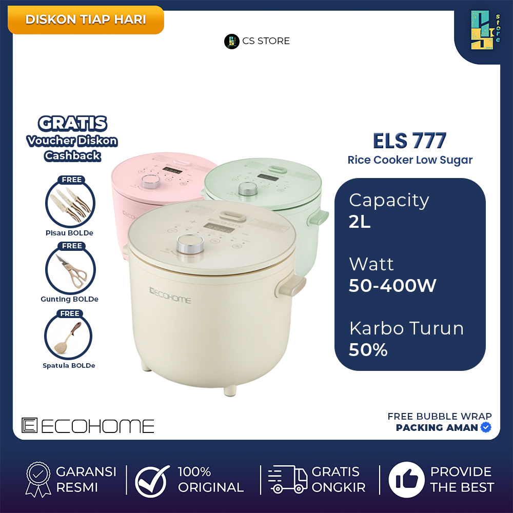 Jual Ecohome Rice Cooker Low Carbo ELS777 Low Sugar Penanak
